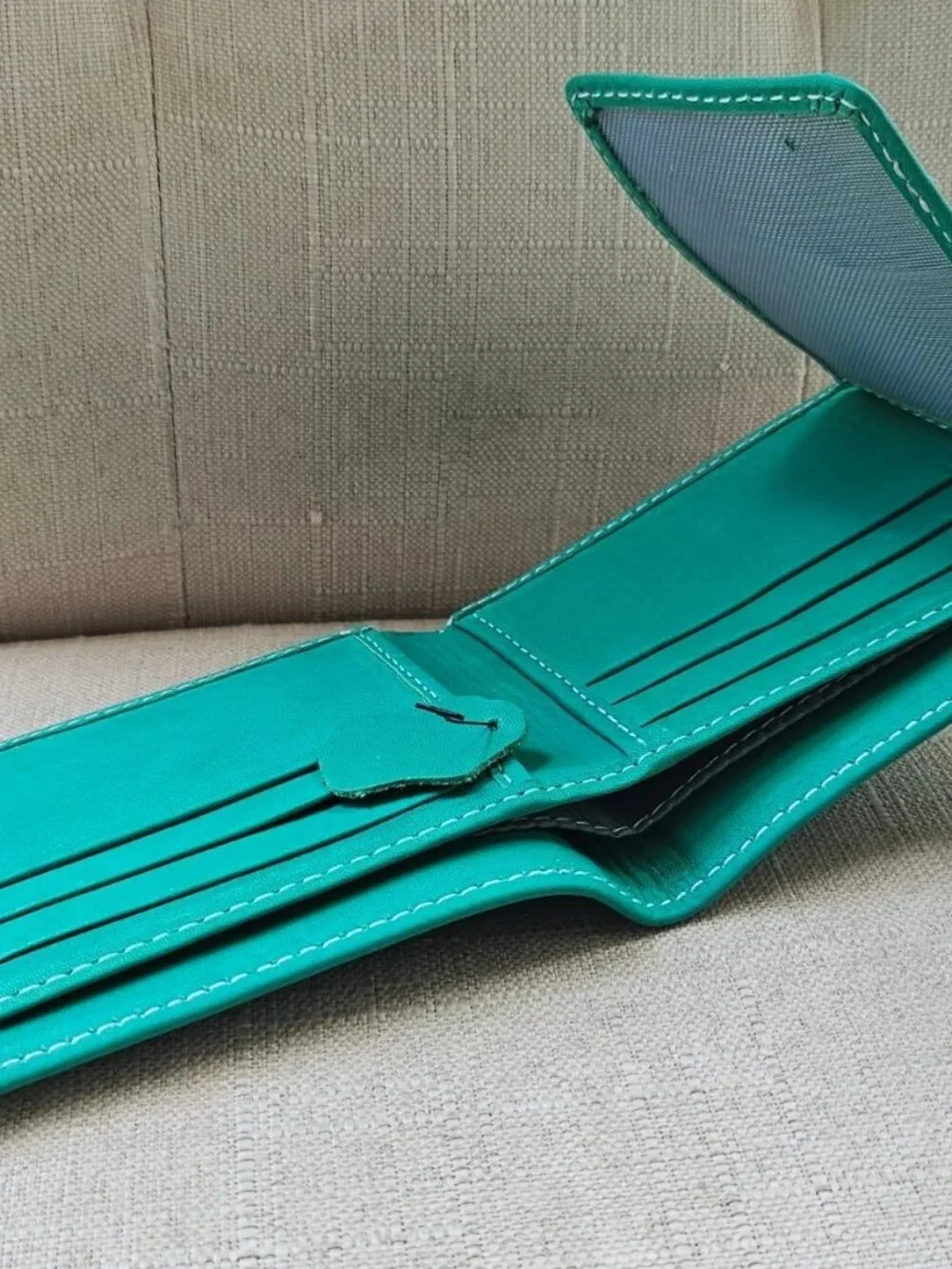 Green Wallet Genuine Leather Bifold Cardholder Billfold Purse Money Fold New